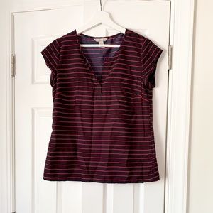 Banana Republic Black and Red Striped Short Sleeve Top Size Medium